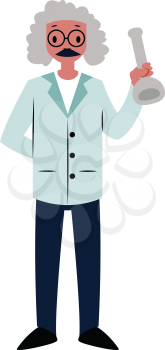 Old scientist character vector illustration on a white background