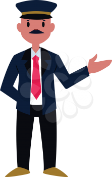 Train conducter character vector illustration on a white background