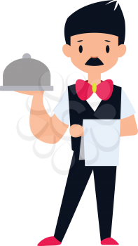 Male waiter character vector illustration on a white background