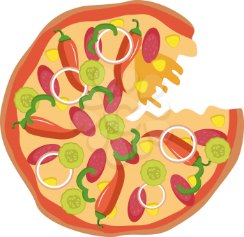Spicy pizza illustration vector on white background