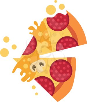 Couple of salami pizza slices illustration vector on white background