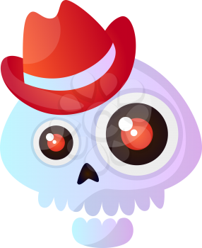 Cartoon skull with red hat vector illustartion on white background
