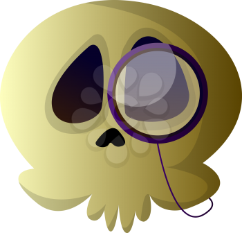 Cartoon skull with glasses vector illustartion on white background