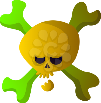 Cartoon yellow skull vector illustartion on white background