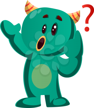 Green monster does not understand anythingvector illustration