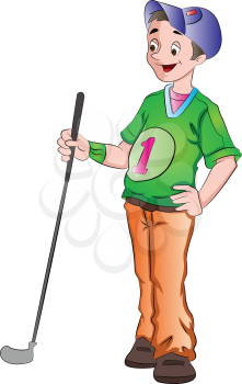 Young Man Playing Golf, vector illustration