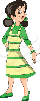 Vector illustration of confident young girl gesturing.