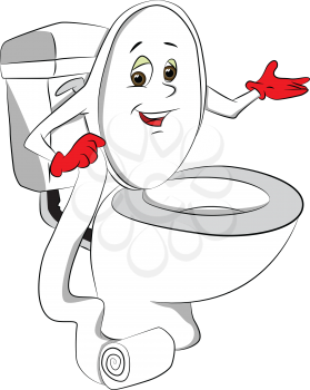 Vector illustration of toilet bowl's cover holding toilet paper.