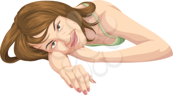 Vector illustration of happy and beautiful young woman relaxing.