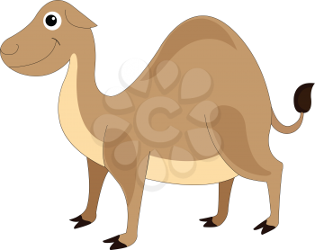 Cute brown smiling camel with one hump, vector illustration