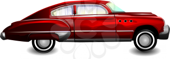 Classic sports car, coupe, red, vector illustration