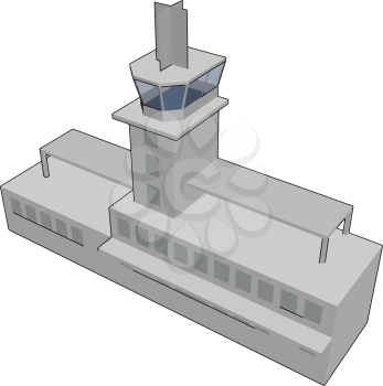 Simple vector illustration of a grey airport tower white background