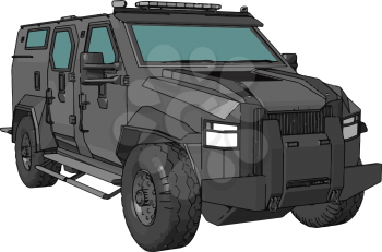 3D vector illustration of armed military vehicle on white background