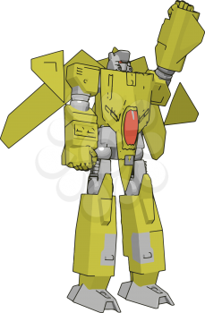 Grey and yellow robot vector illustration  white background