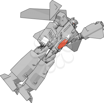 Grey fantasy robot vector illustration on white background