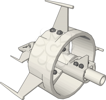 White round-shaped fantasy battleship vector illustration on white background