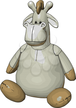 Stuffed toy hippo vector illustration on white background