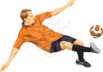 Vector illustration of soccer player trying to kick the ball.