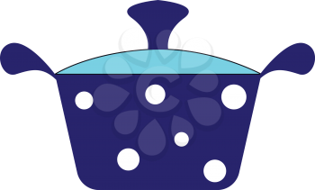 Blue pot with white polka dots 