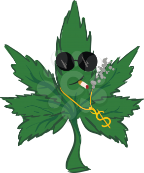 Green gangster marijuana leaf illustration vector on white background