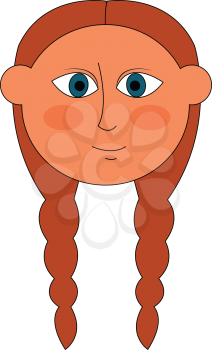 Red headed girl with pigtails vector illustration 
