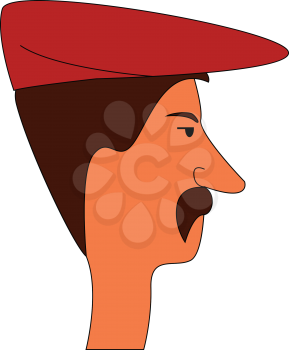 Man wearing red hat with mustaches illustration vector on white background 