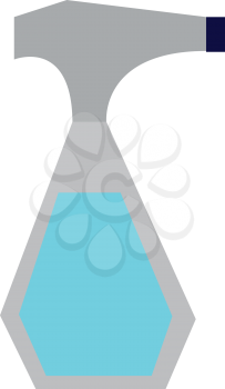 A transparent spray bottle with blue liquid inside vector color drawing or illustration 