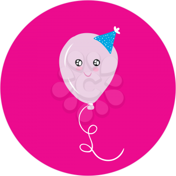 Balloon with party hat vector or color illustration