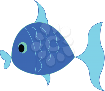 A little blue fish vector or color illustration