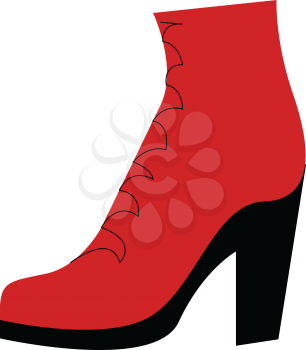 Red and black high ankle boot vector or color illustration