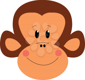 Smiling monkey face illustration vector on white background 