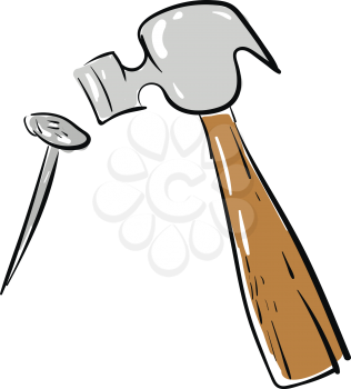 Rail road spike and hammer illustration vector on white background 