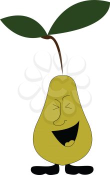 Smiling pear illustration vector on white background 