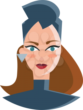 Woman in fashionable headgear vector or color illustration