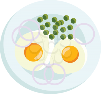 Breakfast platter with sunny side up vector or color illustration