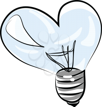 Heart shape bulb light vector or color illustration