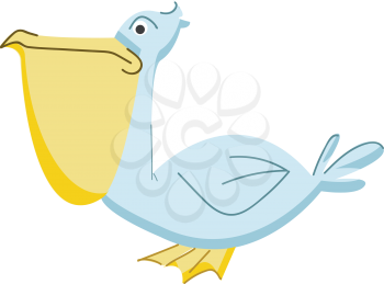 Pelican bird with long throat pouch vector or color illustration