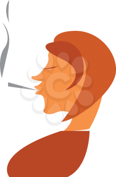 A woman is smoking cigarette vector or color illustration