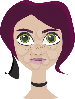 A girl with violet color hair vector or color illustration
