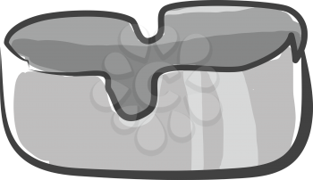 A shiny grey colour empty ashtray placed on the table vector color drawing or illustration 