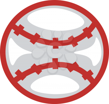 A shiny baseball circular in shape with a red outline placed on a field vector color drawing or illustration 