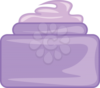A small purple container filled with purple beauty cream placed on a table vector color drawing or illustration 