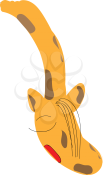 Sleepy tall giraffe bent down vector color drawing or illustration 