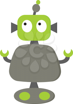 A small green and colored robot used to perform daily tasks vector color drawing or illustration 