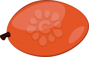 Clipart of a fleshy oval red-colored mango with a small brown stalk and has no leaves It is a tropical juicy stone fruit eaten ripe vector color drawing or illustration 