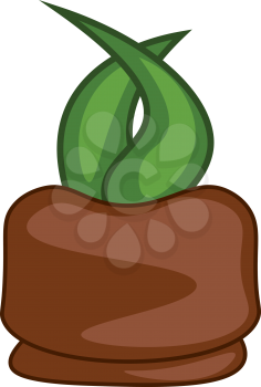 The clipart of a cartoon carrot plant that shows only the anterior part with orange-colored edible part topped with two leaves vector color drawing or illustration 