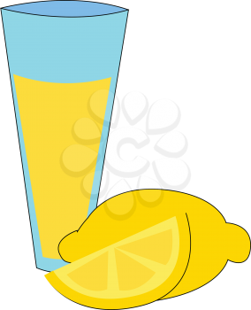 A glass of sweet lemon juice to beat the heat of sun in hot summer vector color drawing or illustration