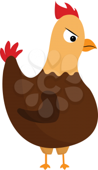 A big rooster which is facing sideways with a angry look vector color drawing or illustration