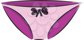 A purple baby panties with a bow toe stitched together vector color drawing or illustration