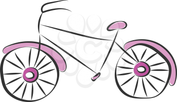 A rough caricature of a bicycle in purple color vector color drawing or illustration